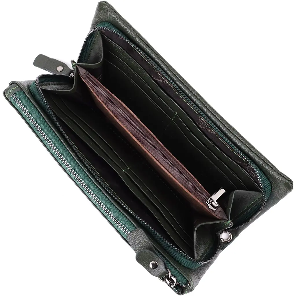 Зручний гаманець для жінок з ременем з натуральної шкіри ST Leather 23104 зелений - фото 5