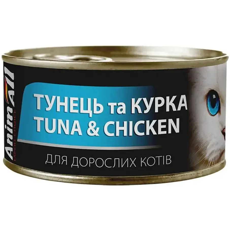 Вологий корм для котів AnimAll Cat Wet із тунцем та куркою 85 г