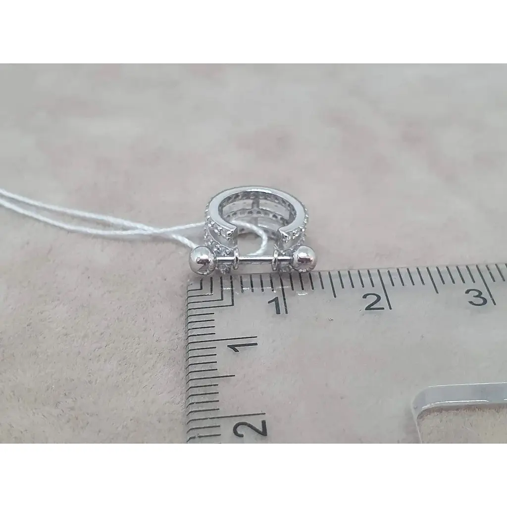 Серебряная серьга кольцо для пирсинга хеликса Ирий со штангой. 40081ШТ - фото 6