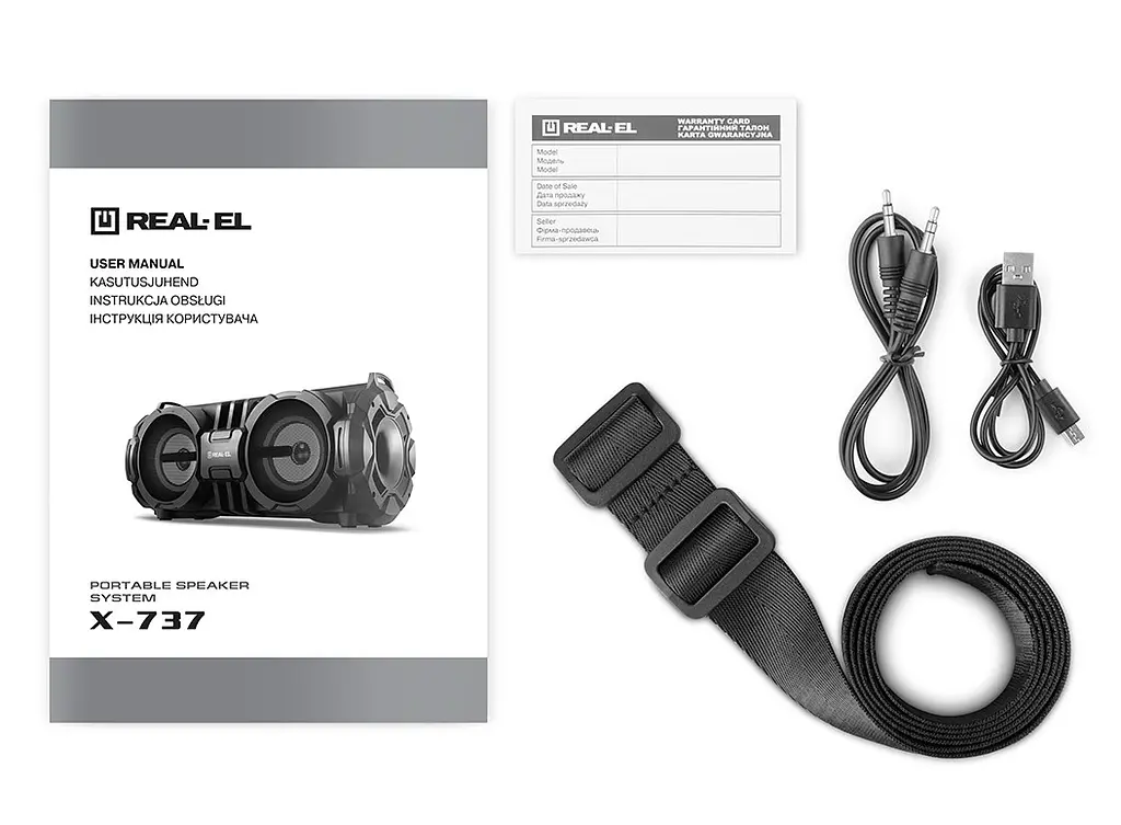 Портативная колонка бумбокс REAL-EL X737 Black - фото 7