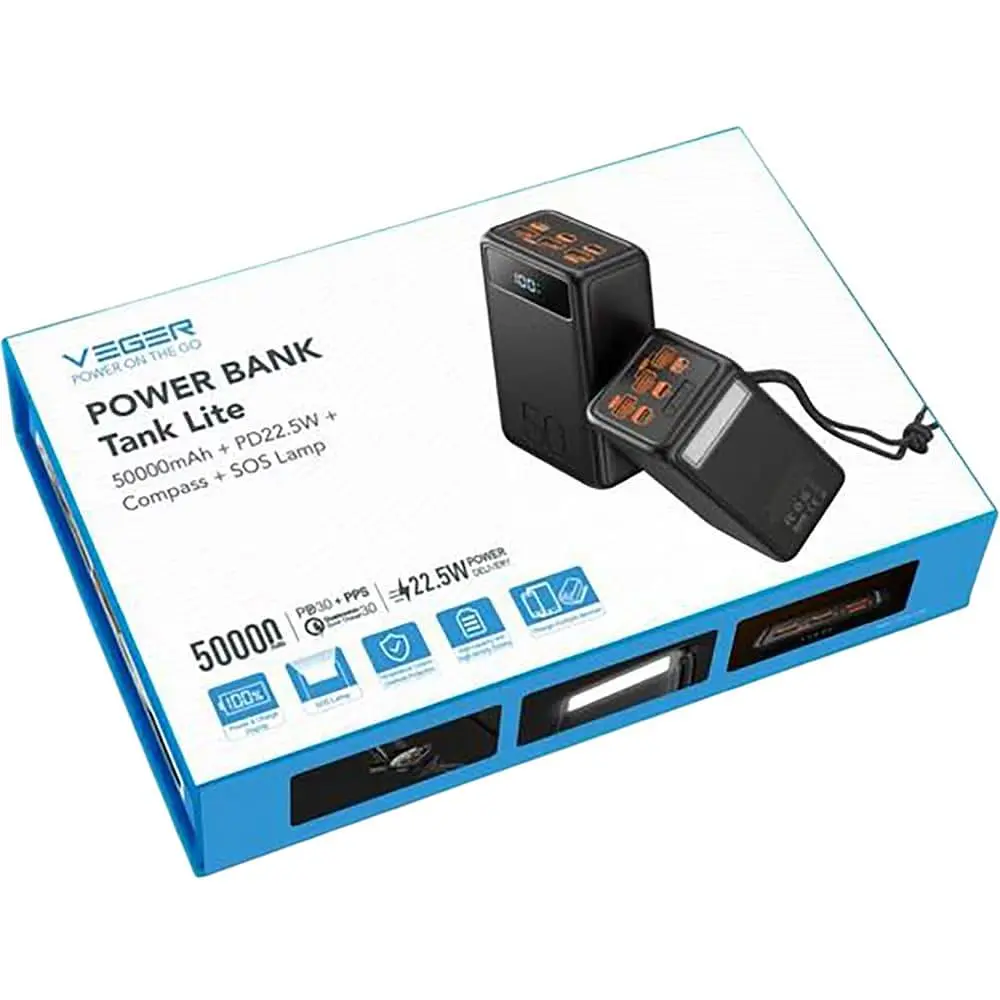 Павербанк Veger Black 50 000 mAh / 22.5 Вт (W5001.black) - фото 5