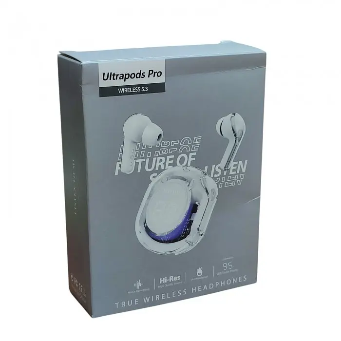 Беспроводные наушники в зарядном футляре белые Ultrapods Pro N73 LED - фото 7