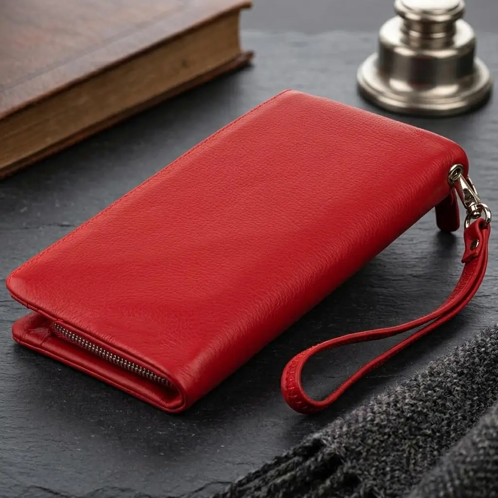 Гаманець-клатч зі шкіри з кишенею для мобільного ST Leather 19315 червоний - фото 4