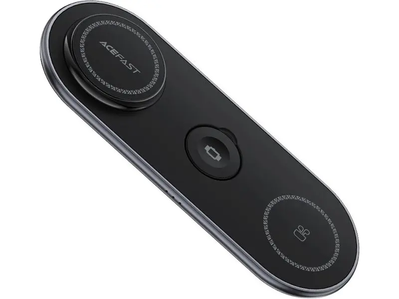 Бездротовий зарядний пристрій Acefast E19 Qi2 Desktop 3-in-1 Black (6974316283096) - фото 2