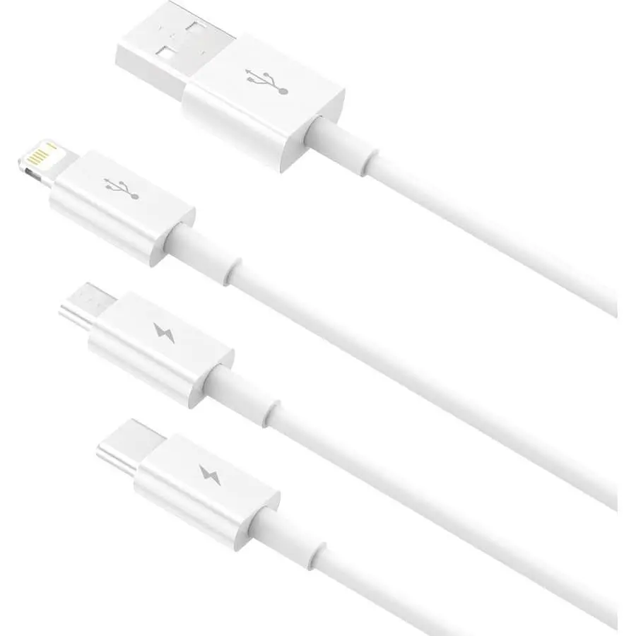 Кабель Baseus Superior Series Fast Charging 3-in-1 (Micro USB+Lightning+Type-C) 3.5A (1.5m) white (CAMLTYS-02) - фото 2