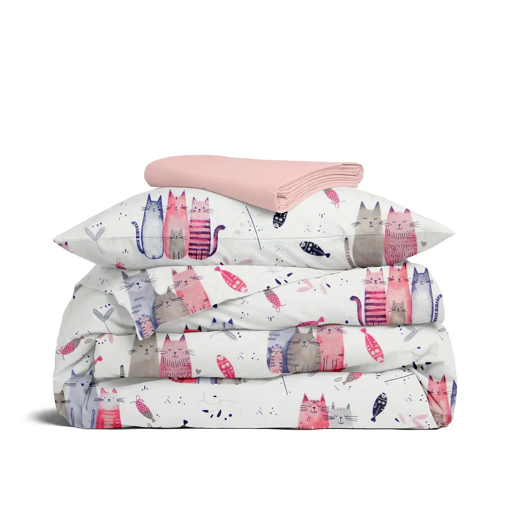 Дитяча постільна білизна в ліжечко PINK CATS CS1 COSAS (4822052452684)