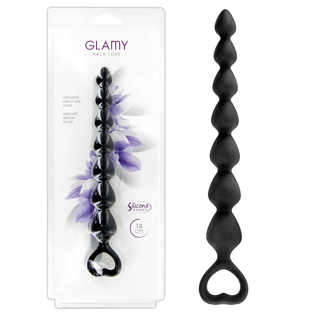 Анальні намиста Glamy Black Love 18 см (чорний) - фото 3