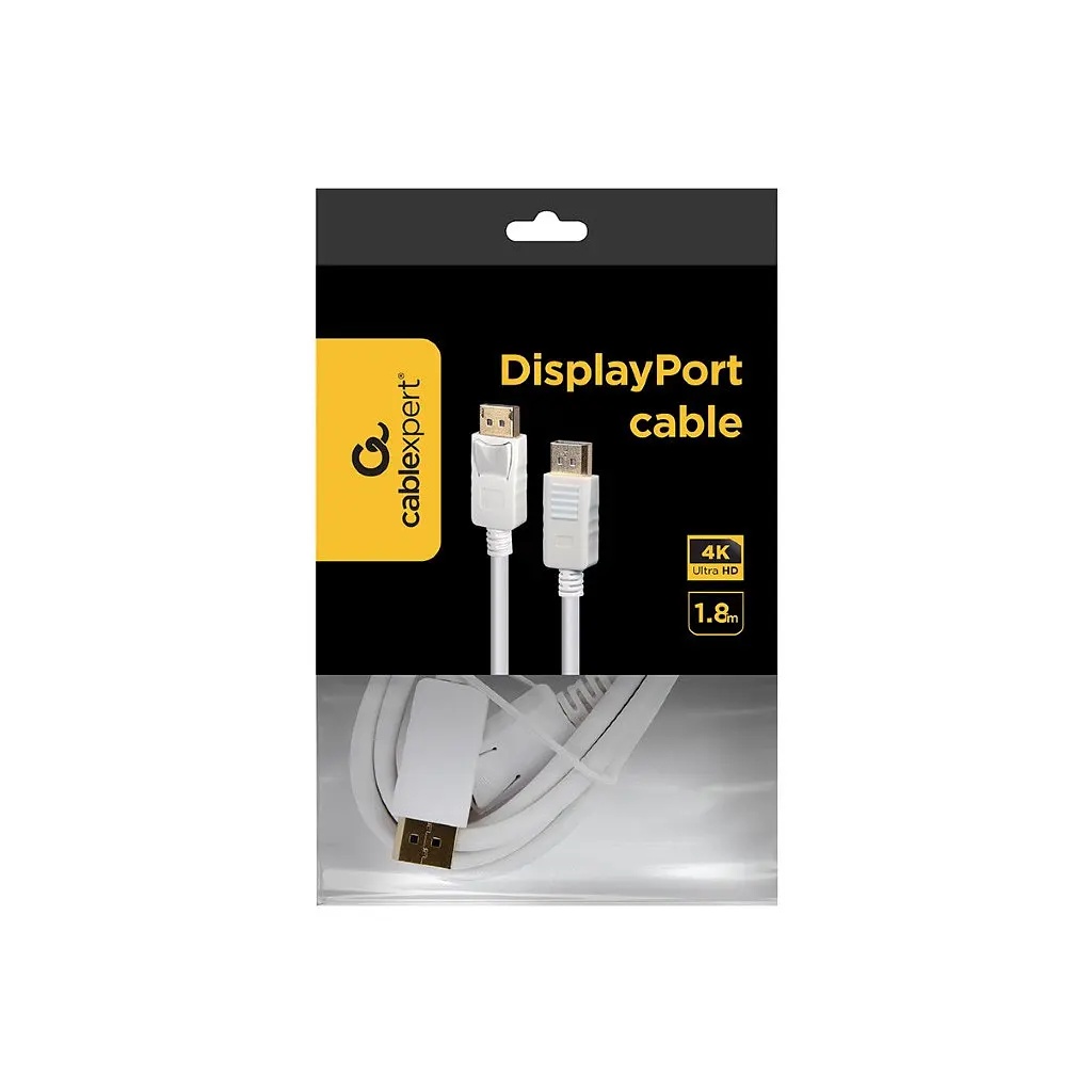 Кабель мультимедійний DisplayPort to DisplayPort 1.8m V1.2 Cablexpert (CC-DP2-6-W) - фото 2
