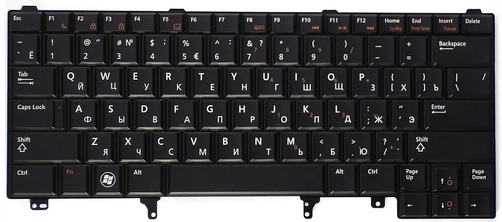 Клавіатура для ноутбука Dell Latitude E5420, E6220, E6320, E6420, E6430 Чорна, RU/EN