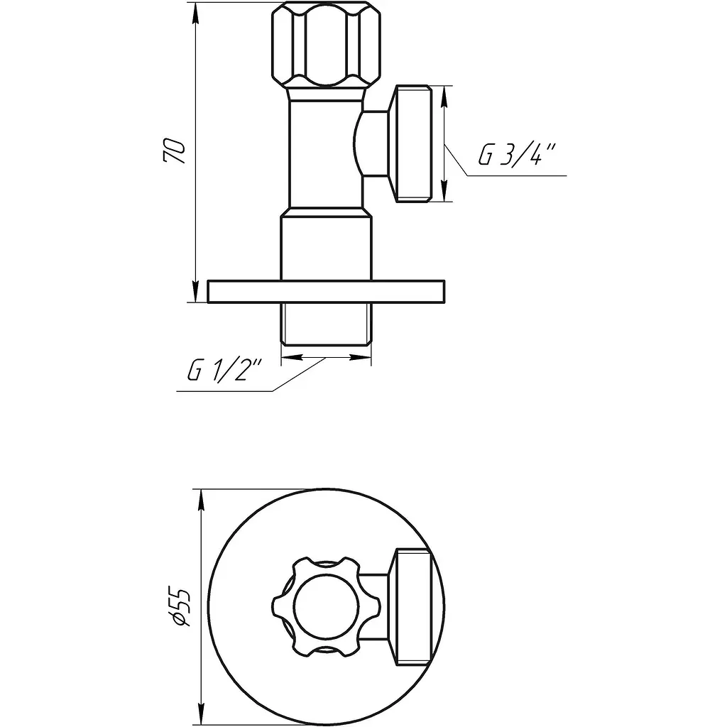 Кран вентильний кутовий Solomon 1/2″х 3/4″ 160403 000012018 - фото 6