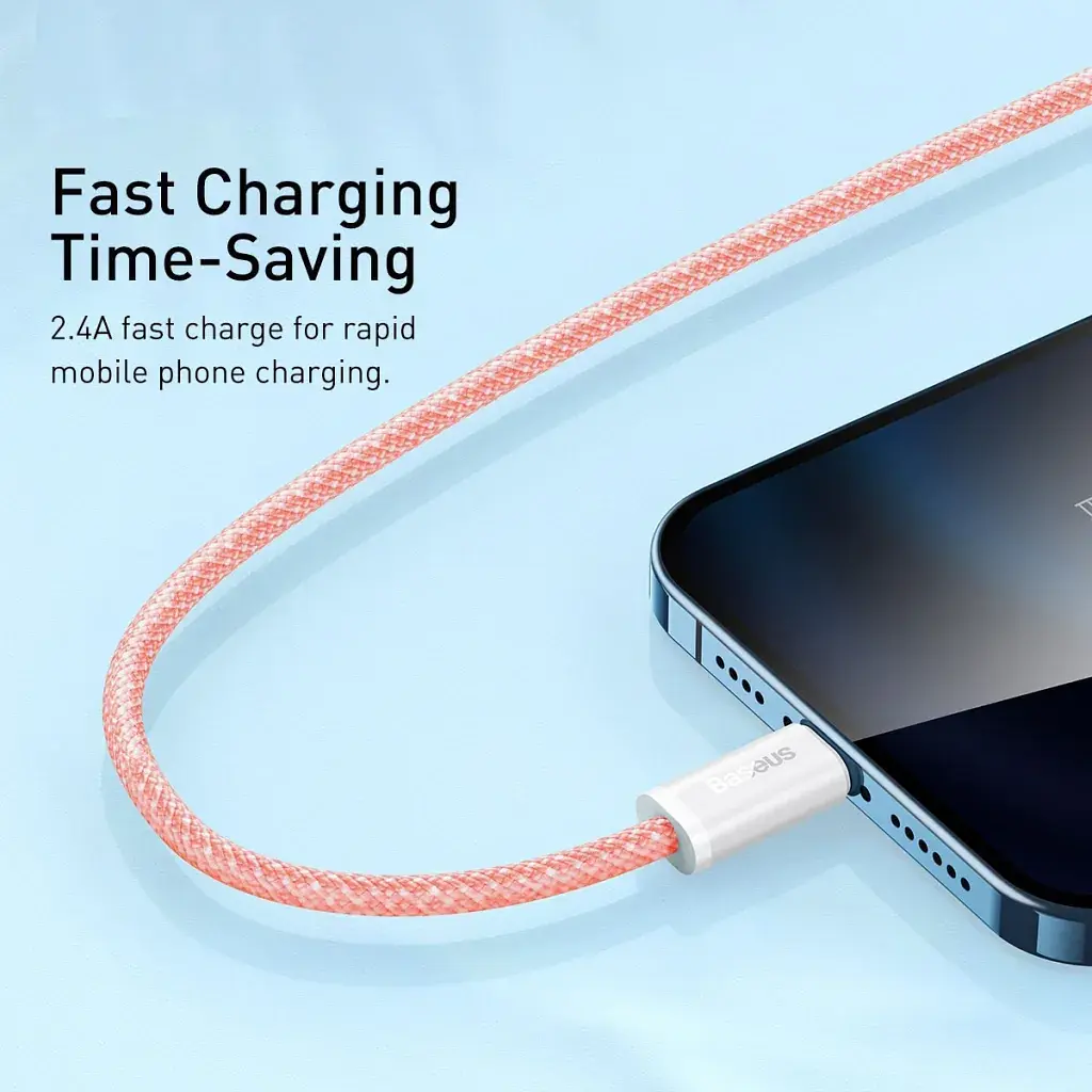 Дата кабель USB 2.0 AM to Lightning 1.0m 2.4A orange Baseus (CALD000407) - фото 8