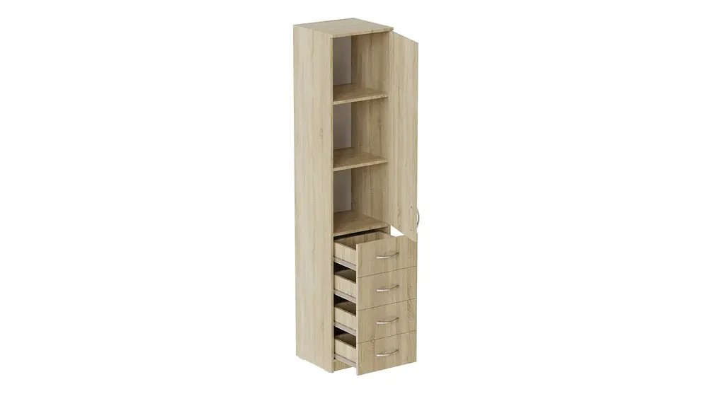 Пенал Анжело Ferrum-decor на 3 полиці з дверима та 4 ящиками 1900x400x380 ДСП Дуб Сонома 16 мм (FRD-104933) - фото 2
