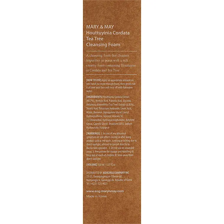 Очистительная пенка для проблемной кожи Mary & May Houttuynia Cordata+Tea Tree Cleansing Foam, 150 мл - фото 3