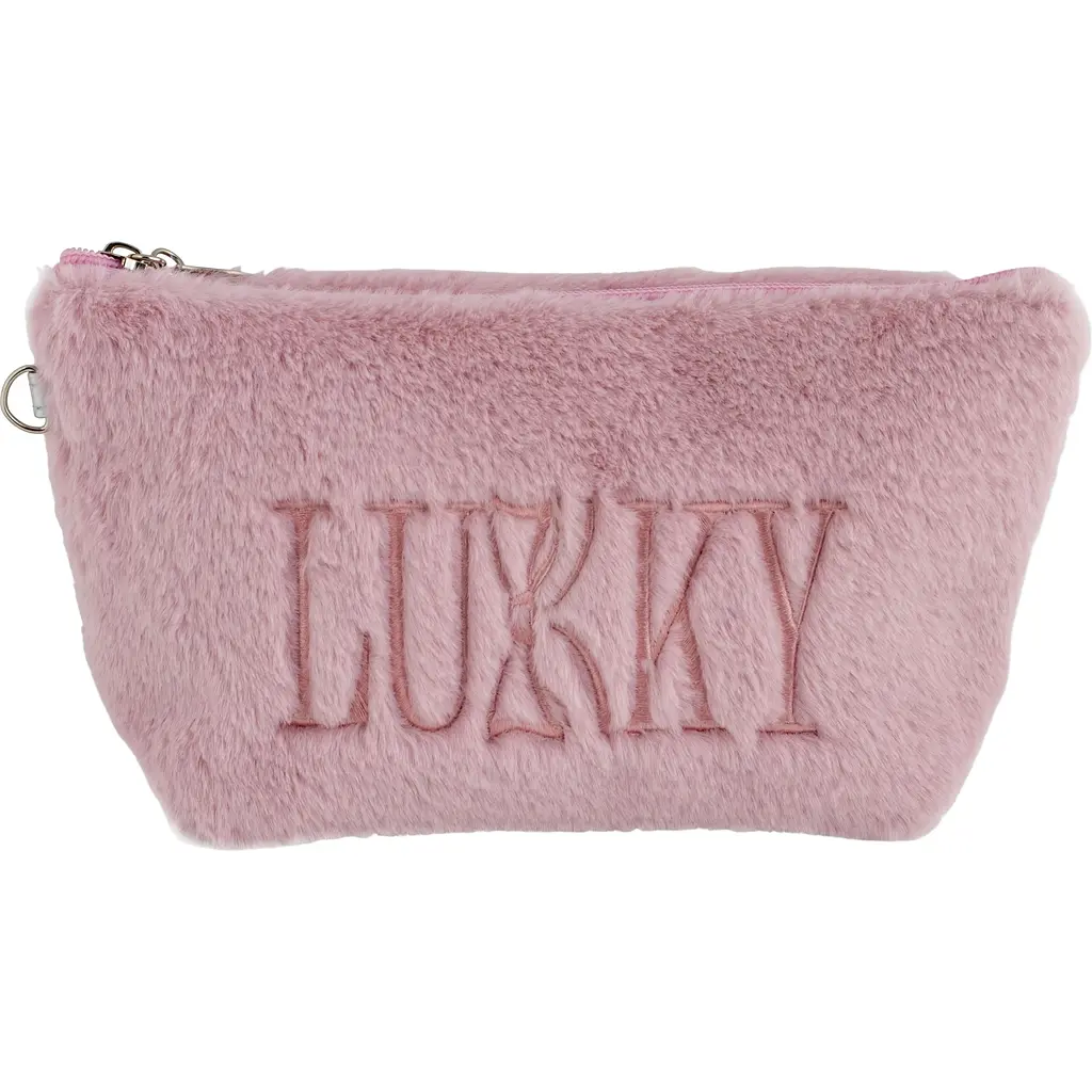 Косметичка Lukky сиреневая плюшевая с логотипом (T21390) - фото 2