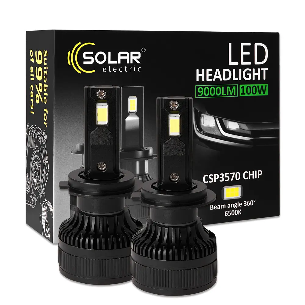 Автолампа Solar LED H7 12/24V 100W 9000 Lm 6500K CSP3570 2 шт. (8607S2) - фото 5