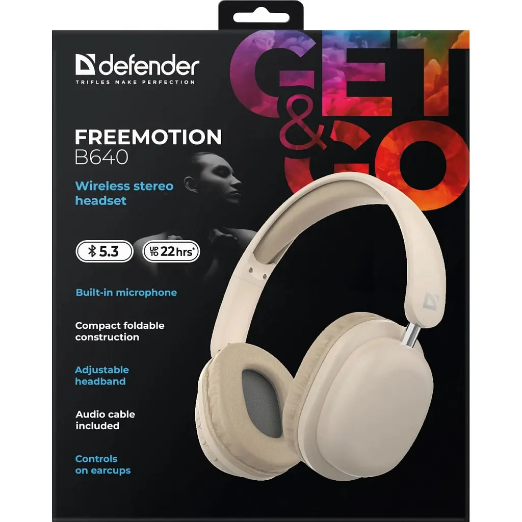 Навушники Defender FreeMotion B640Bluetooth + 3.5 мм Beige (63642) - фото 4