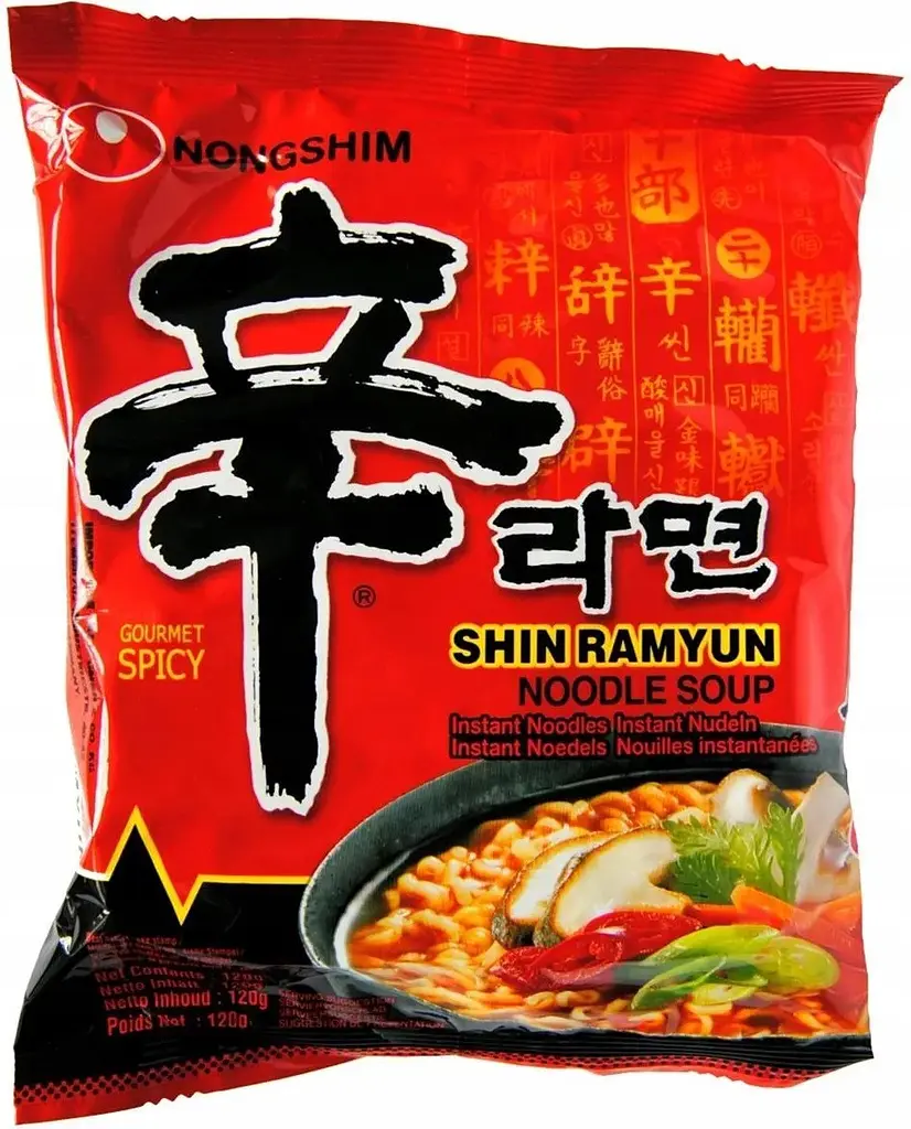 Корейська локшина швидкого приготування Гостра з грибами Nongshim Shin Ramyun noodle soup Рамен 120 g