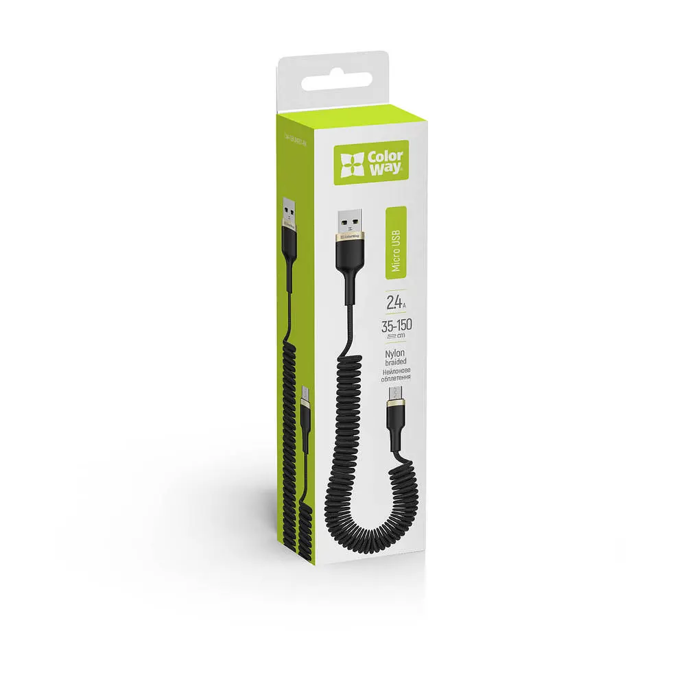 Кабель ColorWay USB - MicroUSB (spiral) 2.4А 35-150 см - фото 3