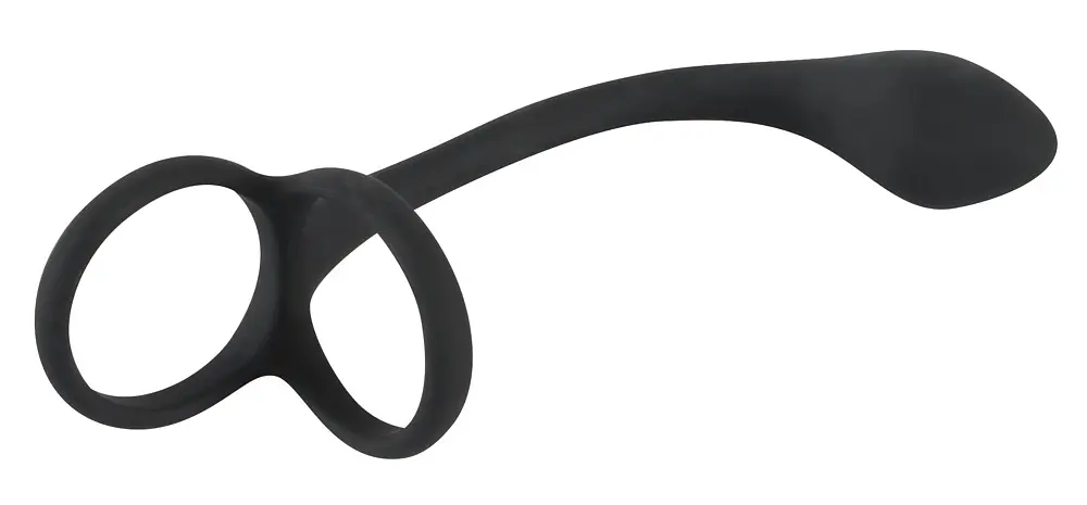Кільце ерекційне з анальним стимулятором Black Velvets Cock Ball Ring, 22.5 см (чорний) - фото 2