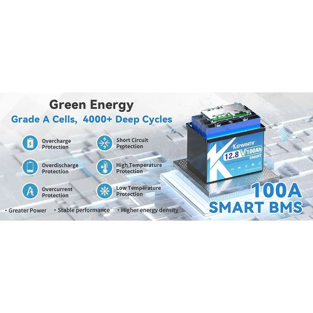 Акумулятор Kepworth LiFePO4 12V (12.8V/100Ah/1280Wh) (KW-12-100 Mini) [157177] - фото 7