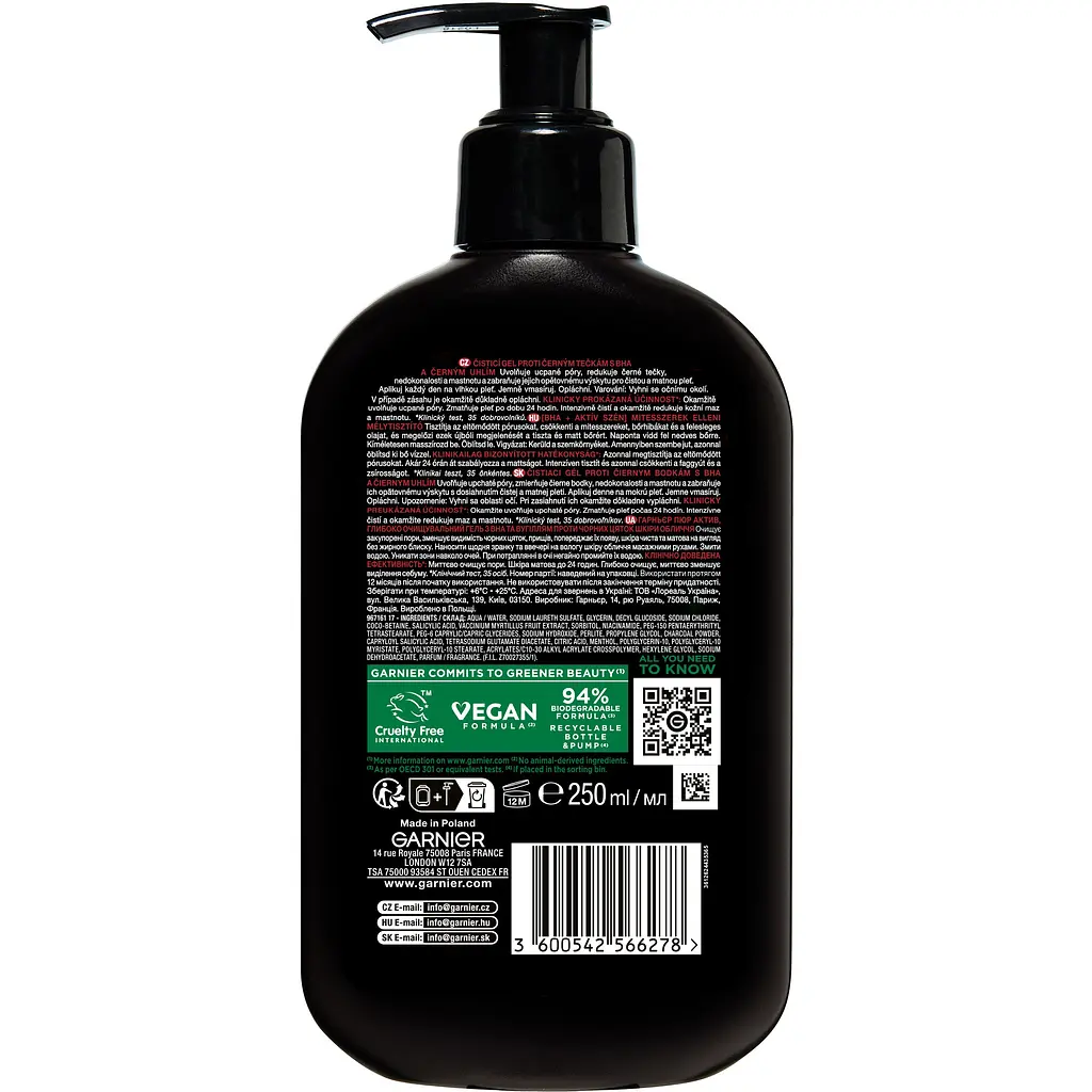 Очищувальний гель для обличчя Garnier Skin Naturals Pure Active проти прищів та чорних цяток 200 мл - фото 2