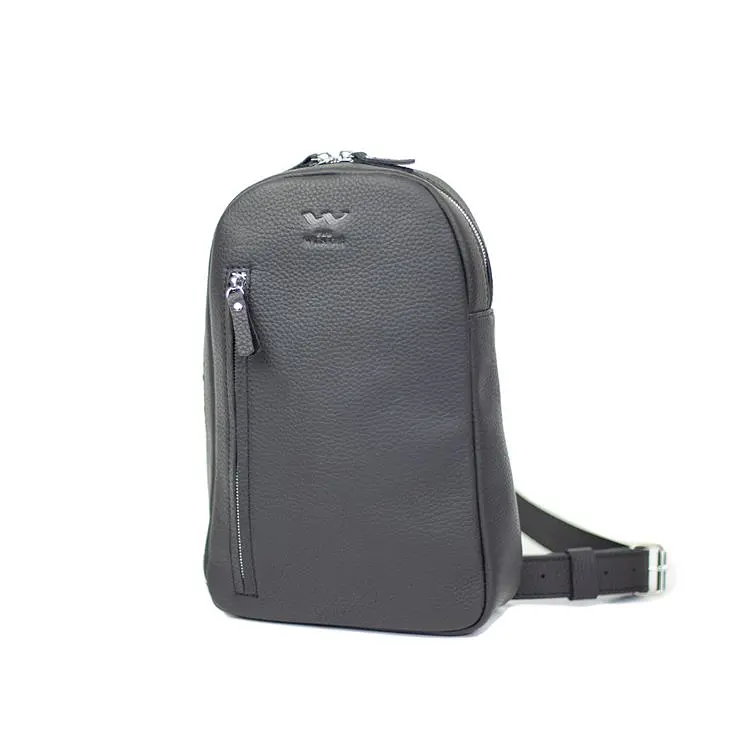 Мужская кожаная сумка Chest bag черный флотар - фото 3