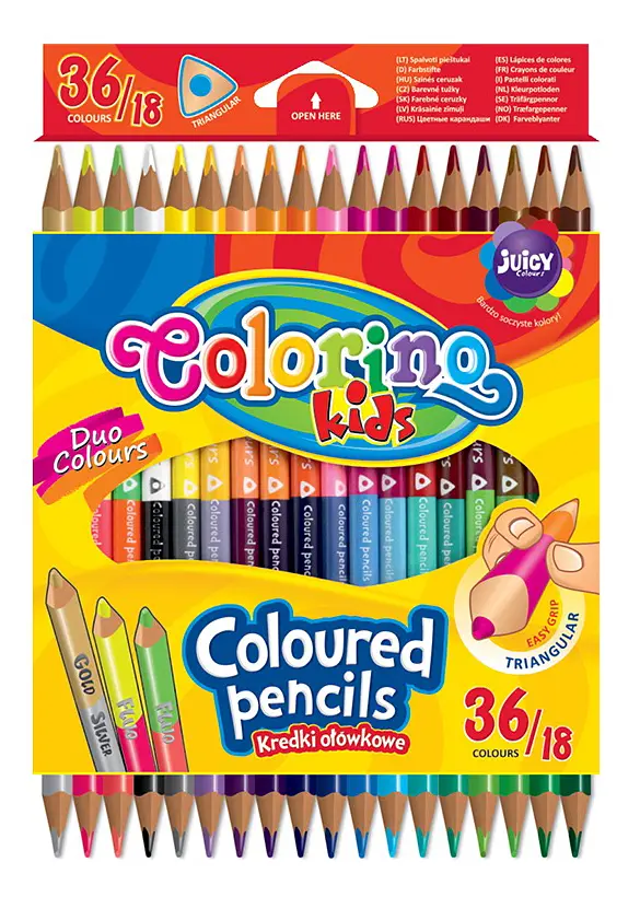 Набір олівців 36 кол. COLORINO Pastel Duo Colors двосторонні тригранні у пластиковому боксі (68512PTR) - фото 2