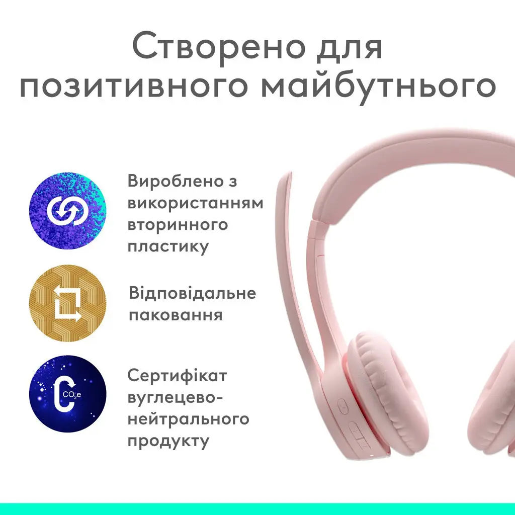 Навушники Logitech Zone 300 Bluetooth Rose (981-001412) - фото 7