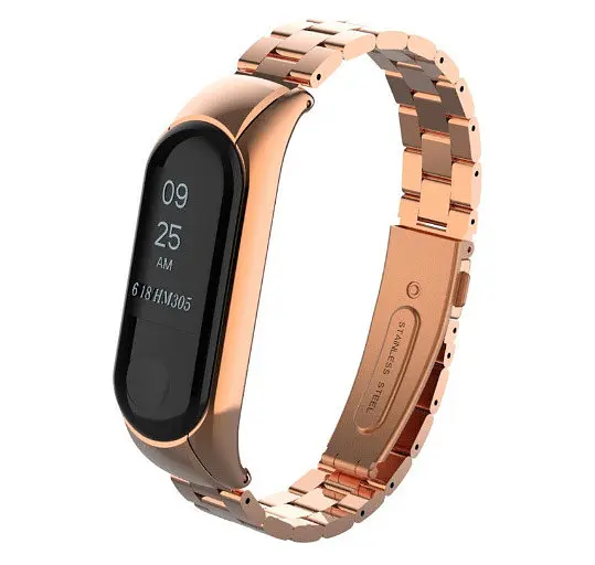 Металлический ремешок Primo Classic для фитнес-браслета Xiaomi Mi Band 3 Rose Gold - фото 2