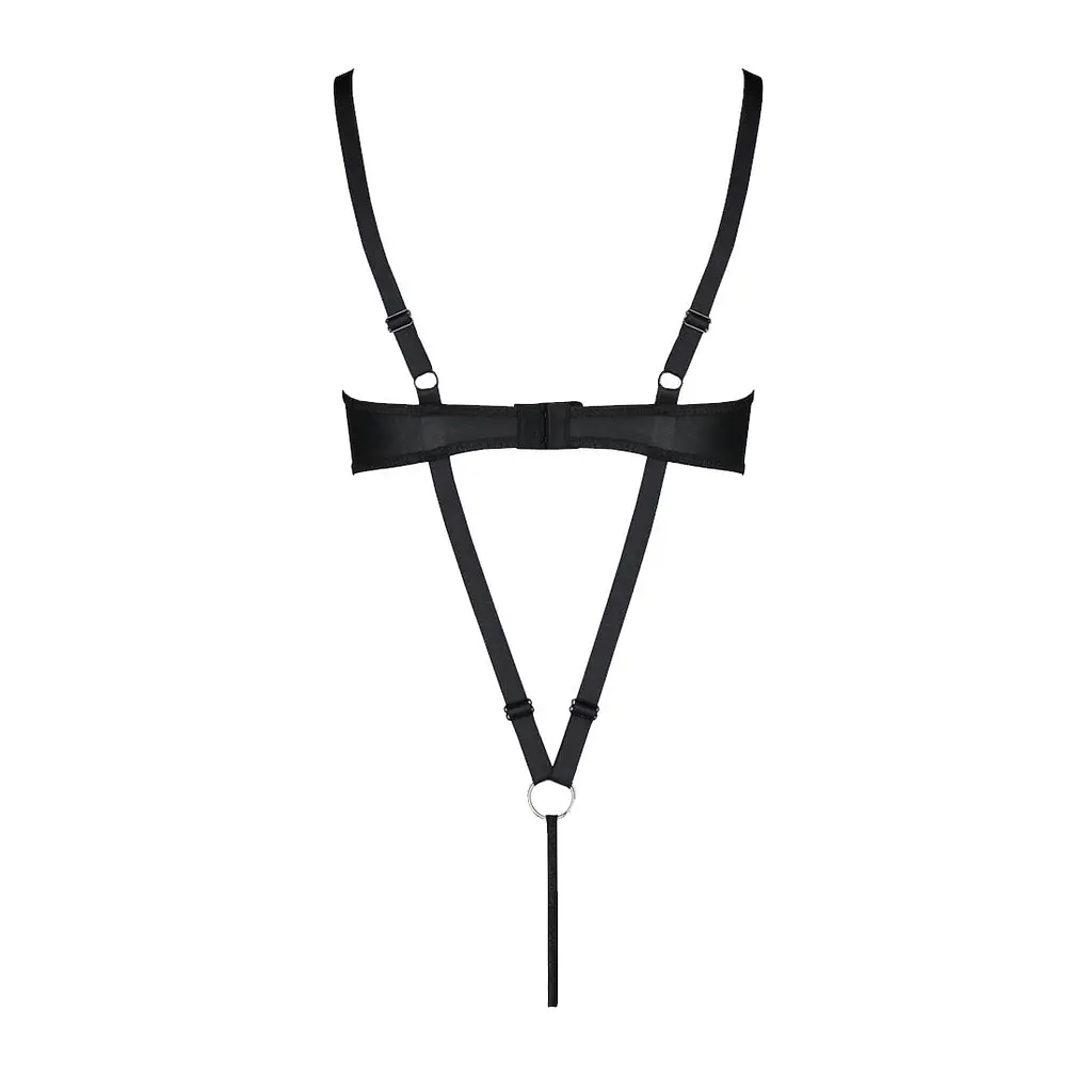Боді з екошкіри Passion CELINE BODY 4XL/5XL black, з доступом, відкритий - фото 4
