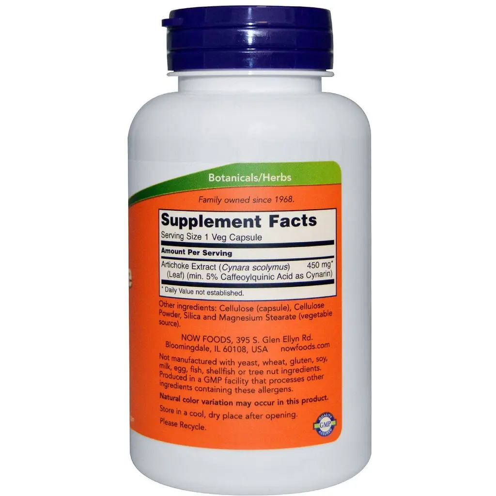 Екстракт артишоку Now Foods Artichoke 450 мг 90 вегетаріанських капсул - фото 2
