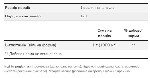 Амінокислота Now Foods L-Glutamine 1000 мг 240 капсул - фото 2