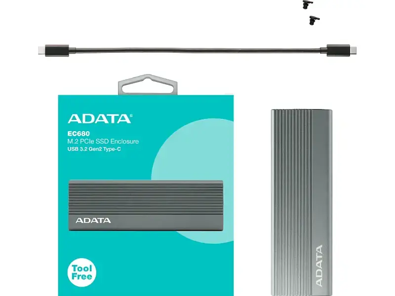 Зовнішня кишеня ADATA EC680 SSD M.2 PCIe USB3.2 Gen2 Type-C Gray (EC680-CCGY) - фото 3