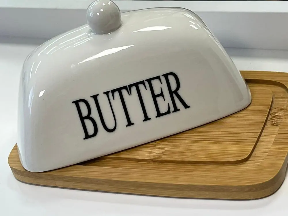 Маслянка з кришкою "Butter" біла, 18x12x9 см - фото 3