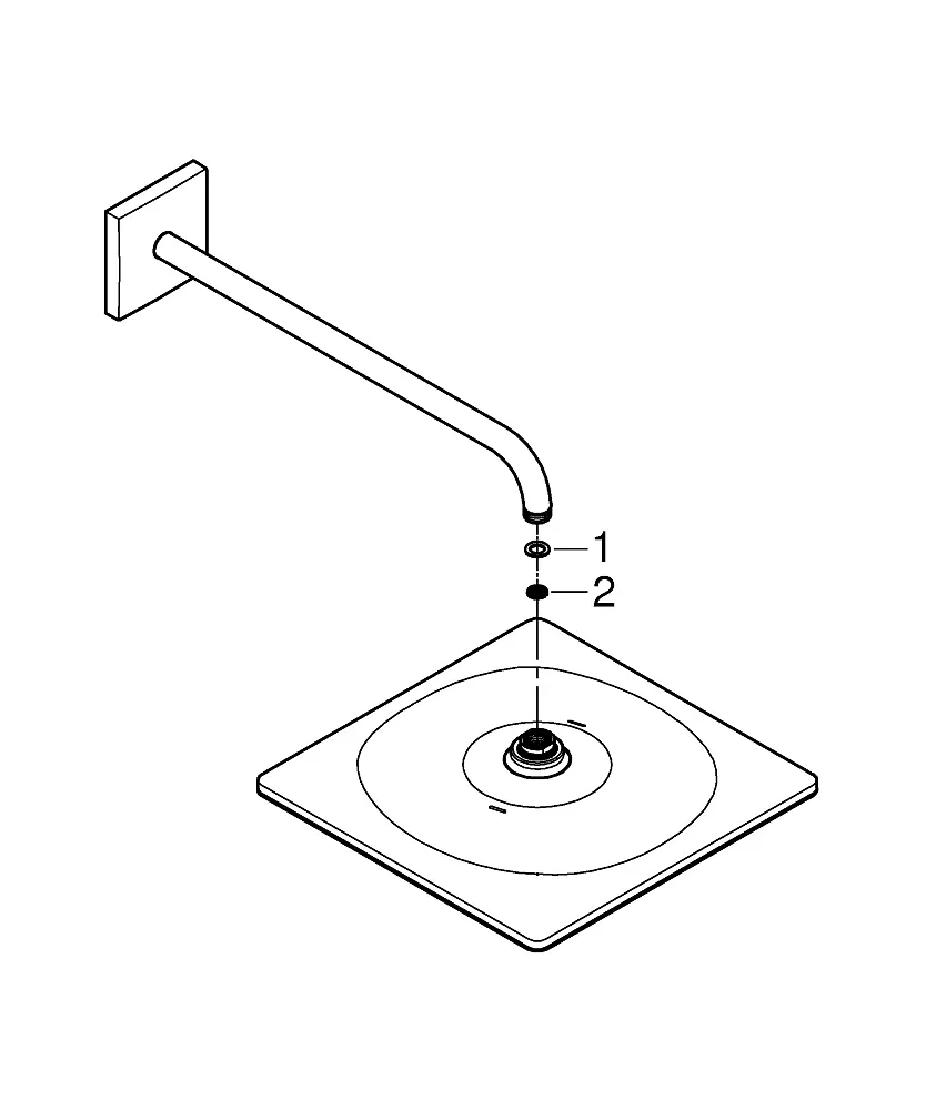 Верхній душ з душовим кронштейном 422 мм, 1 режим струменя Grohe Rainshower 310 Mono Cube 26564AL0, Графит - фото 4