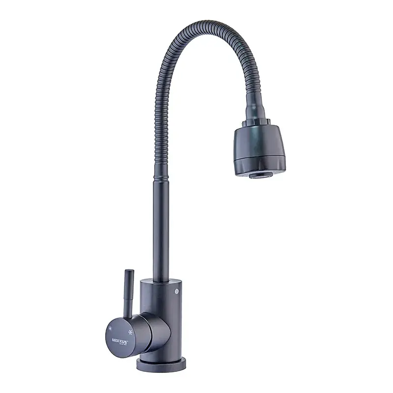 Смеситель для кухни Mixxus SOK-011 с рефлективным изливом MI6016 Черный матовый - фото 1