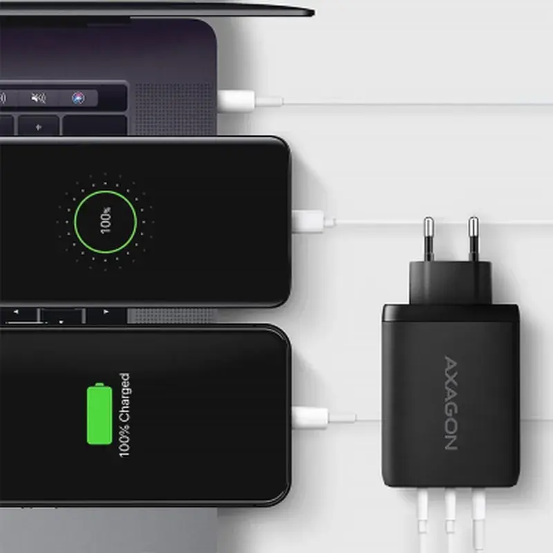 Зарядний пристрій AXAGON 1xUSB + 2xUSB-C 100W QC4+ PD3.0 PPS black (ACU-DPQ100) - фото 7