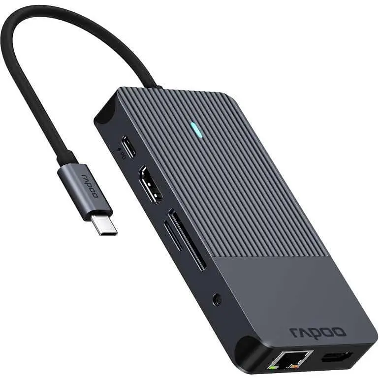 USB-Хаб Rapoo USB-C хаб UCM-2004, 8 в 1, черний (UCM-2004) - фото 2