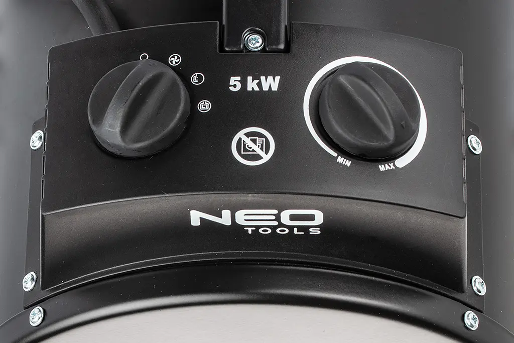 Теплова гармата Neo Tools 5,0 кВт, 380В, площа обігріву 100 кв.м., підлоговий, чорний (90-069) - фото 4