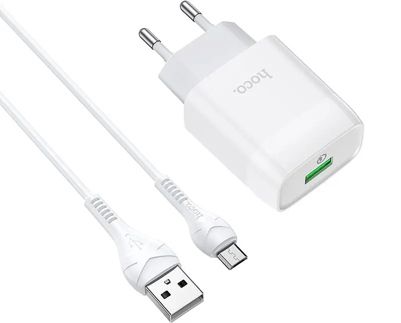 Зарядний пристрій HOCO C72Q Glorious QC3.0 3A 18W Set with MicroUSB cable white - фото 3