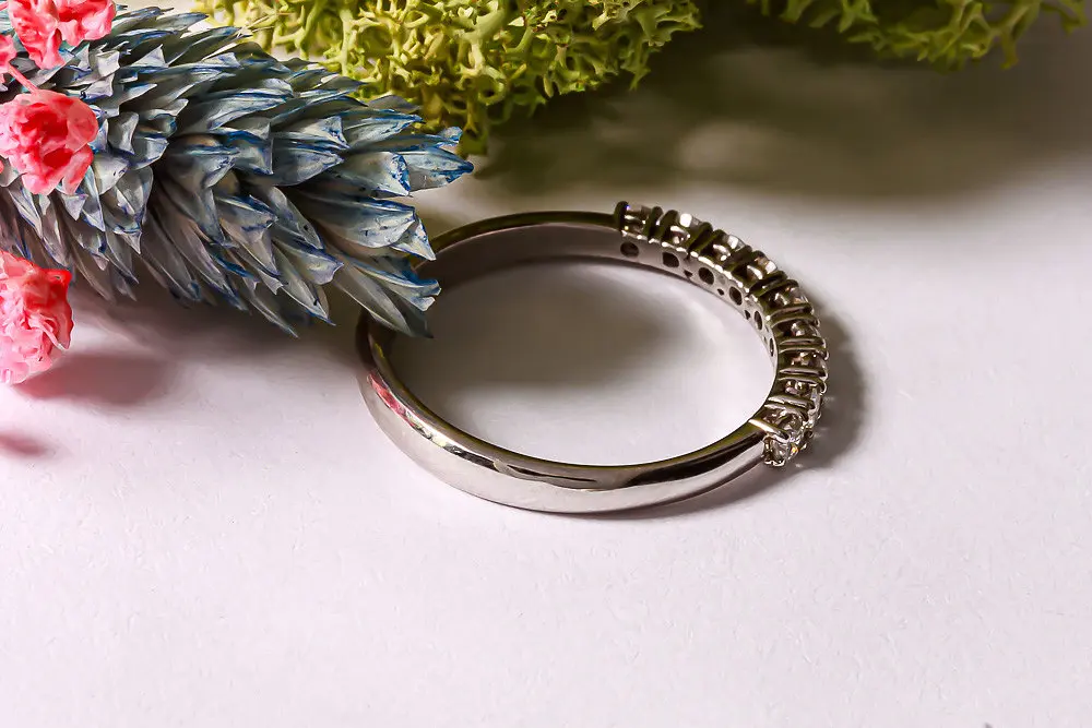 Каблучка дорожка з білого золота з діамантами 14.5 K-0312 - фото 4