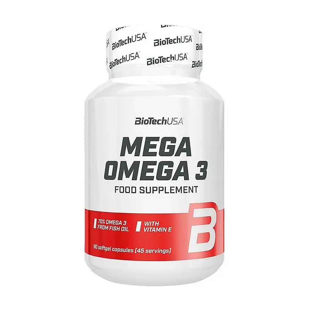 Омега-3 риб'ячий жир Омега BioTech Mega для серця, мозку та зору 90 софтгелів