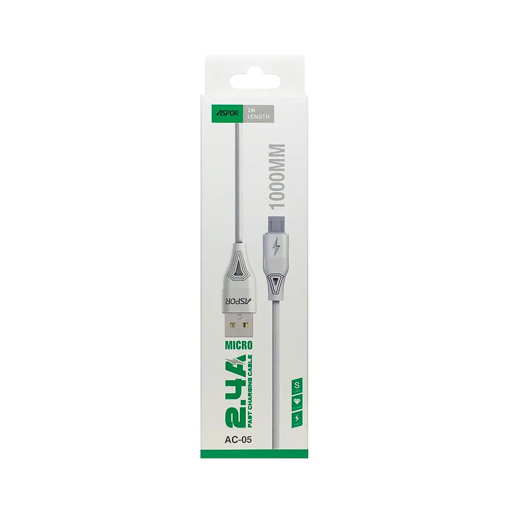 Кабель Aspor AC-05 USB – Micro 2.4A/1м- білий