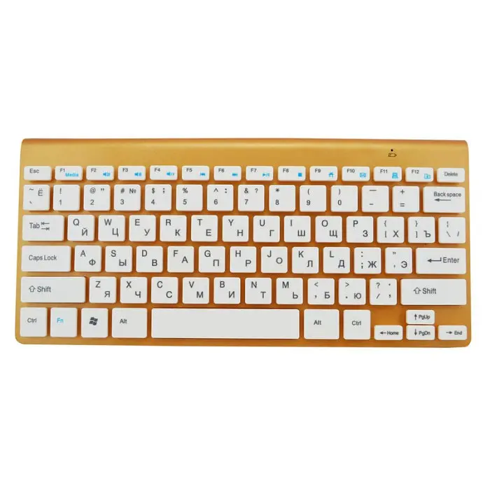 Бездротова російська клавіатура mini та миша keyboard 908 + приймач Золота - фото 5