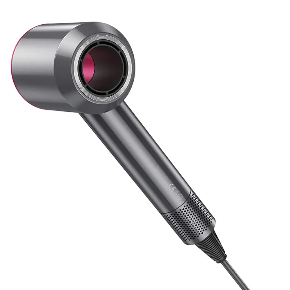 Фен мощный компактный Hoco HP11 negative ion hair dryer 1600W серый с розовым - фото 2