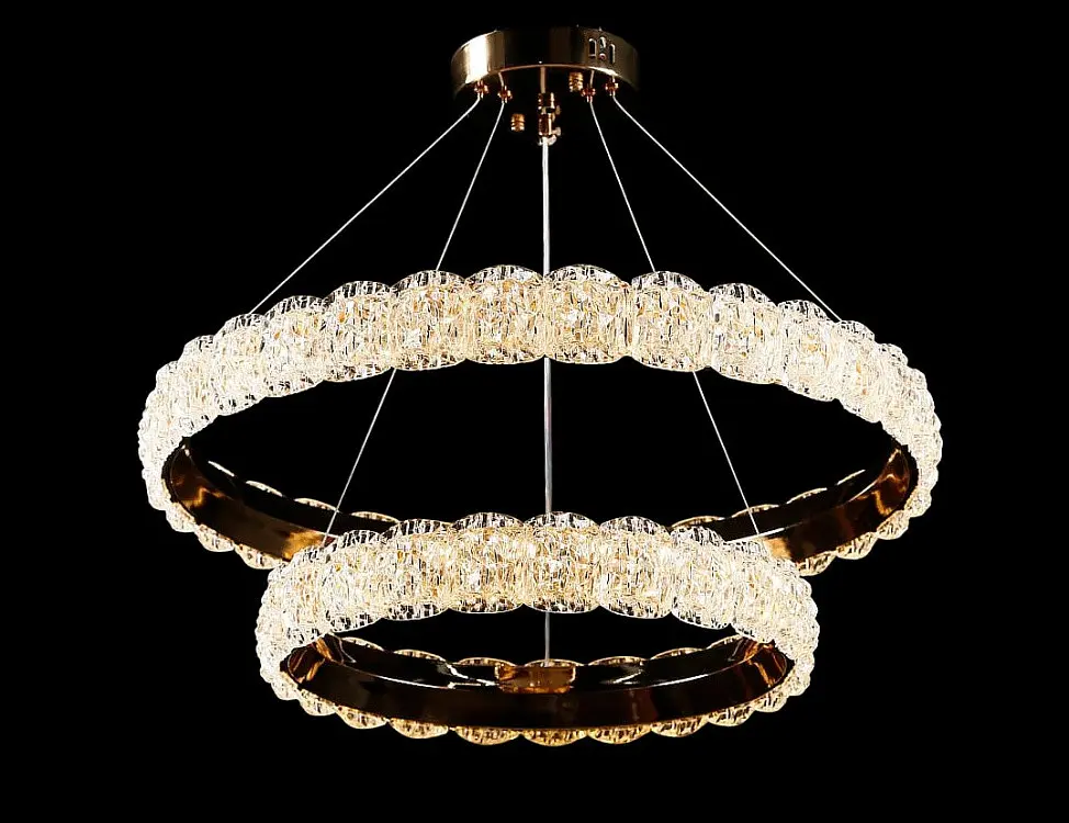 Люстра світлодіодна Splendid Ray LC01/550+350/2 LED, 2 лампи, золото/білий, сучасний стиль для дому - фото 3