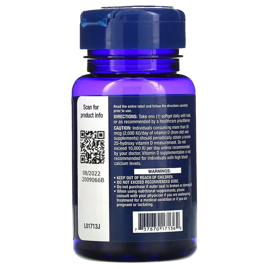 Вітаміни та мінерали Life Extension Vitamin D3 5000 IU, 60 капсул - фото 3