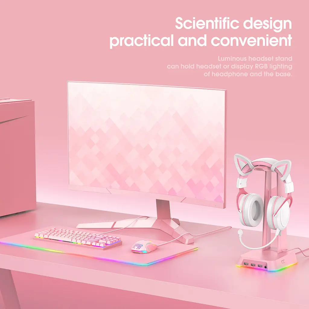 Тримач навушників Onikuma RGB Gaming ST-2 3USB AUX - фото 4