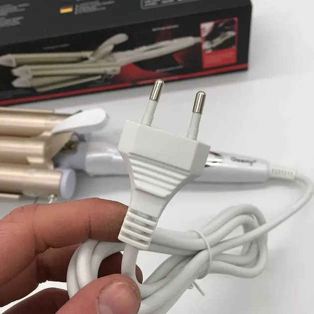 Потрійна плойка для волосся Geemy GM 1988 плойка три хвилі кераміка 25мм щипці для створення хвиль 45 Вт Білий - фото 4