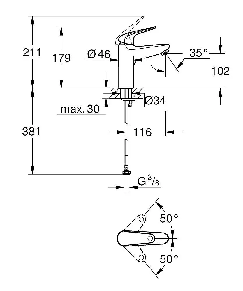 Змішувач для умивальника M-Size Grohe Euroeco 24266001 Хром - фото 4